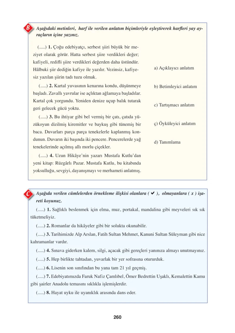 8. Sınıf Türkçe Ders Kitabı Cevapları Hecce Yayınları Sayfa 260