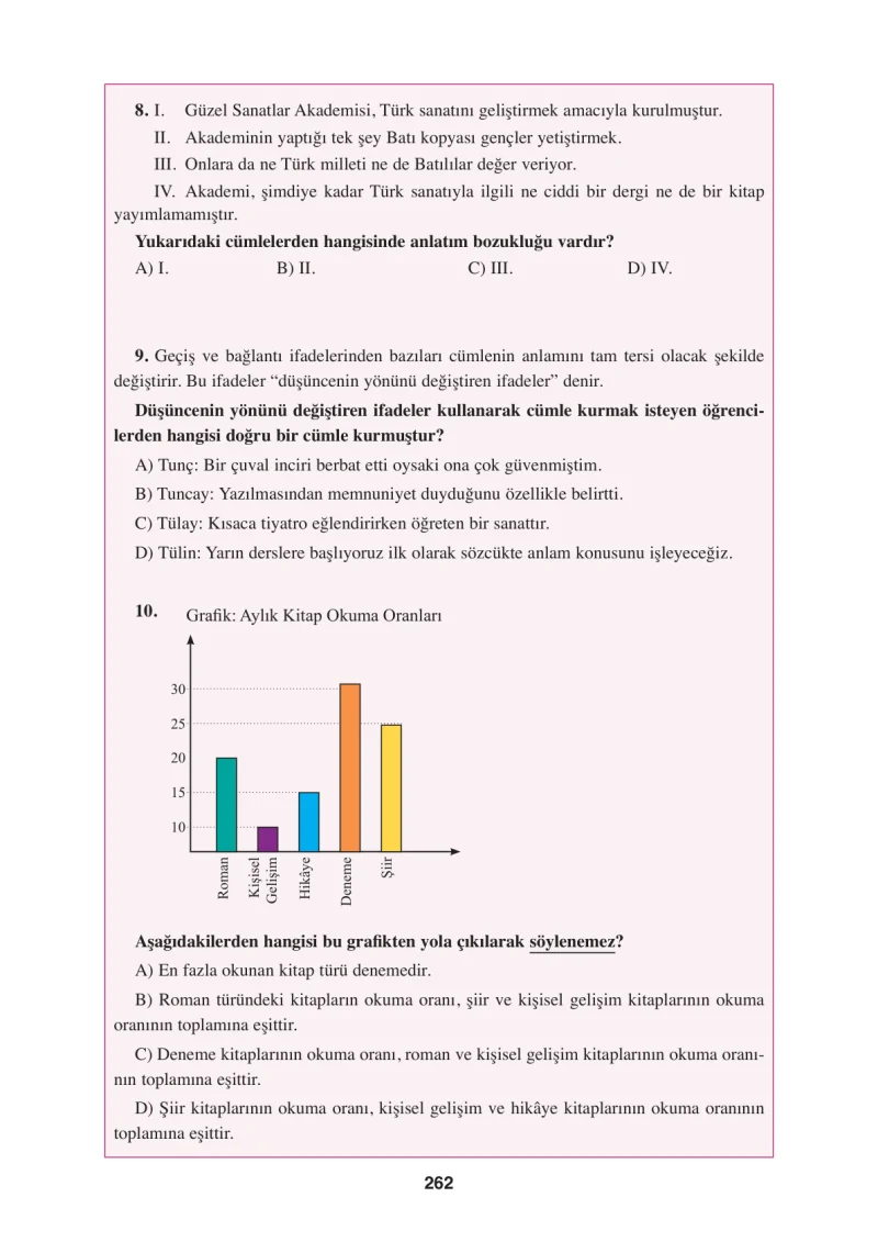 8. Sınıf Türkçe Ders Kitabı Cevapları Hecce Yayınları Sayfa 262