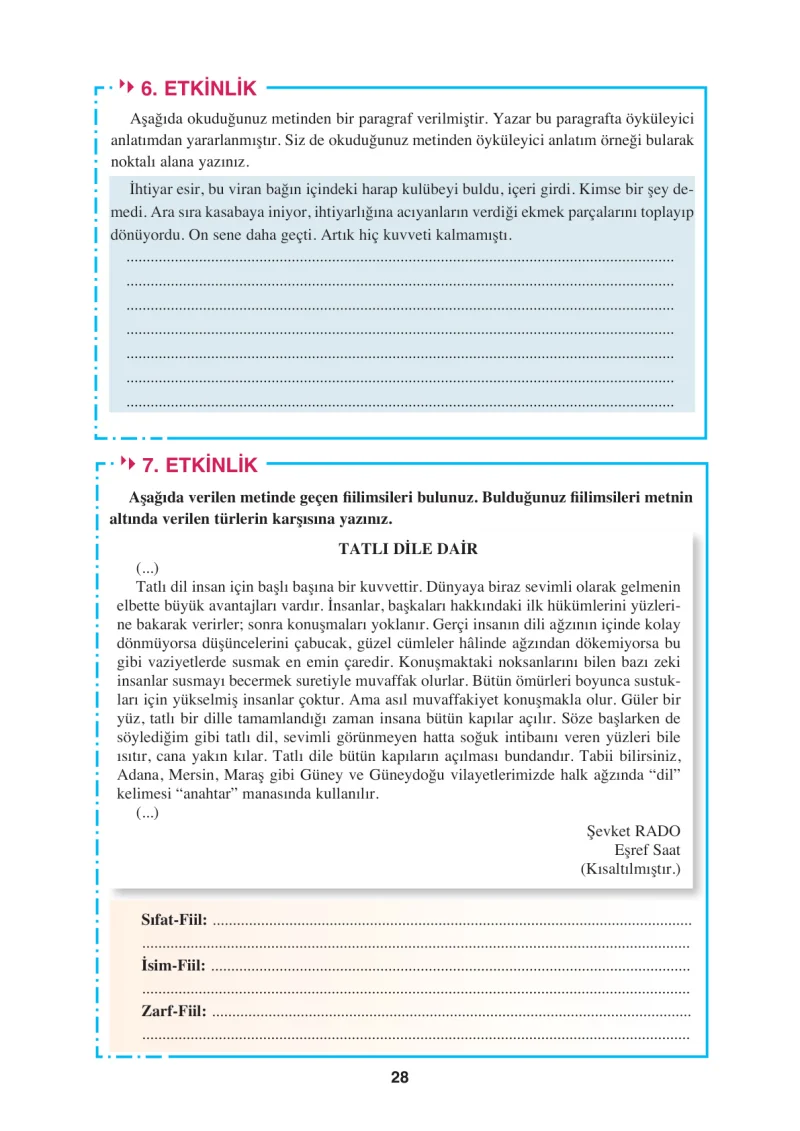 8. Sınıf Türkçe Ders Kitabı Cevapları Hecce Yayınları Sayfa 28