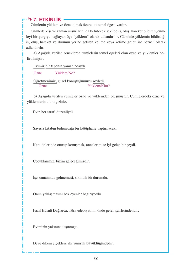 8. Sınıf Türkçe Ders Kitabı Cevapları Hecce Yayınları Sayfa 72