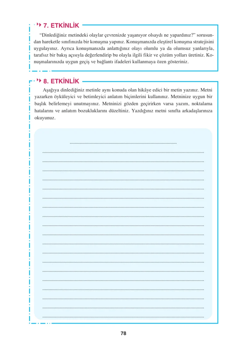 8. Sınıf Türkçe Ders Kitabı Cevapları Hecce Yayınları Sayfa 78