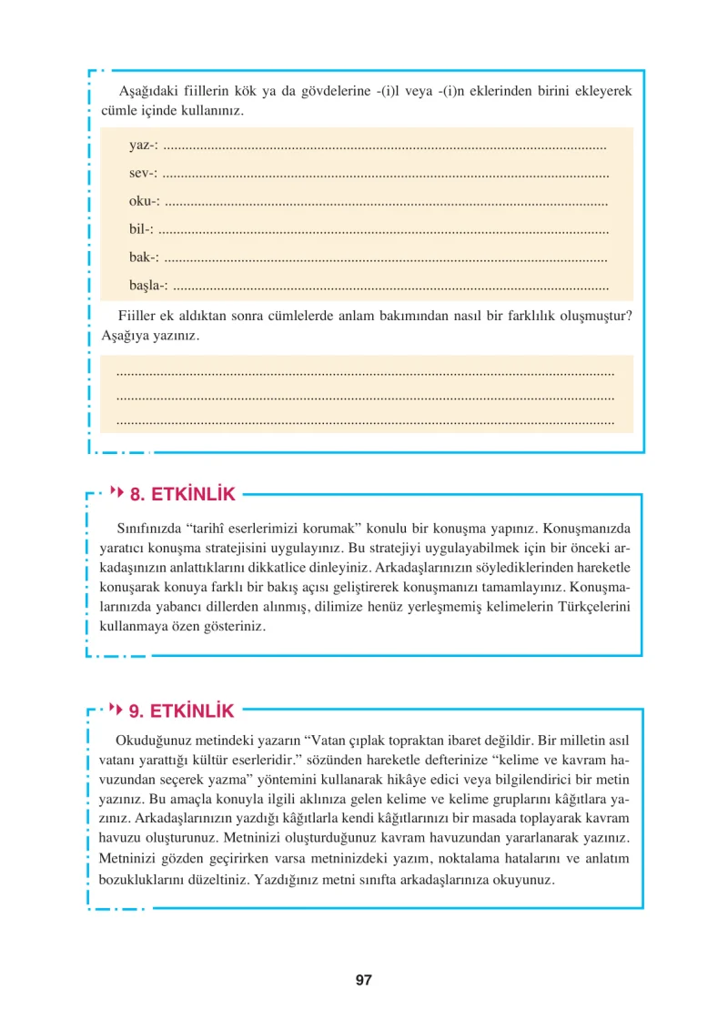 8. Sınıf Türkçe Ders Kitabı Cevapları Hecce Yayınları Sayfa 97