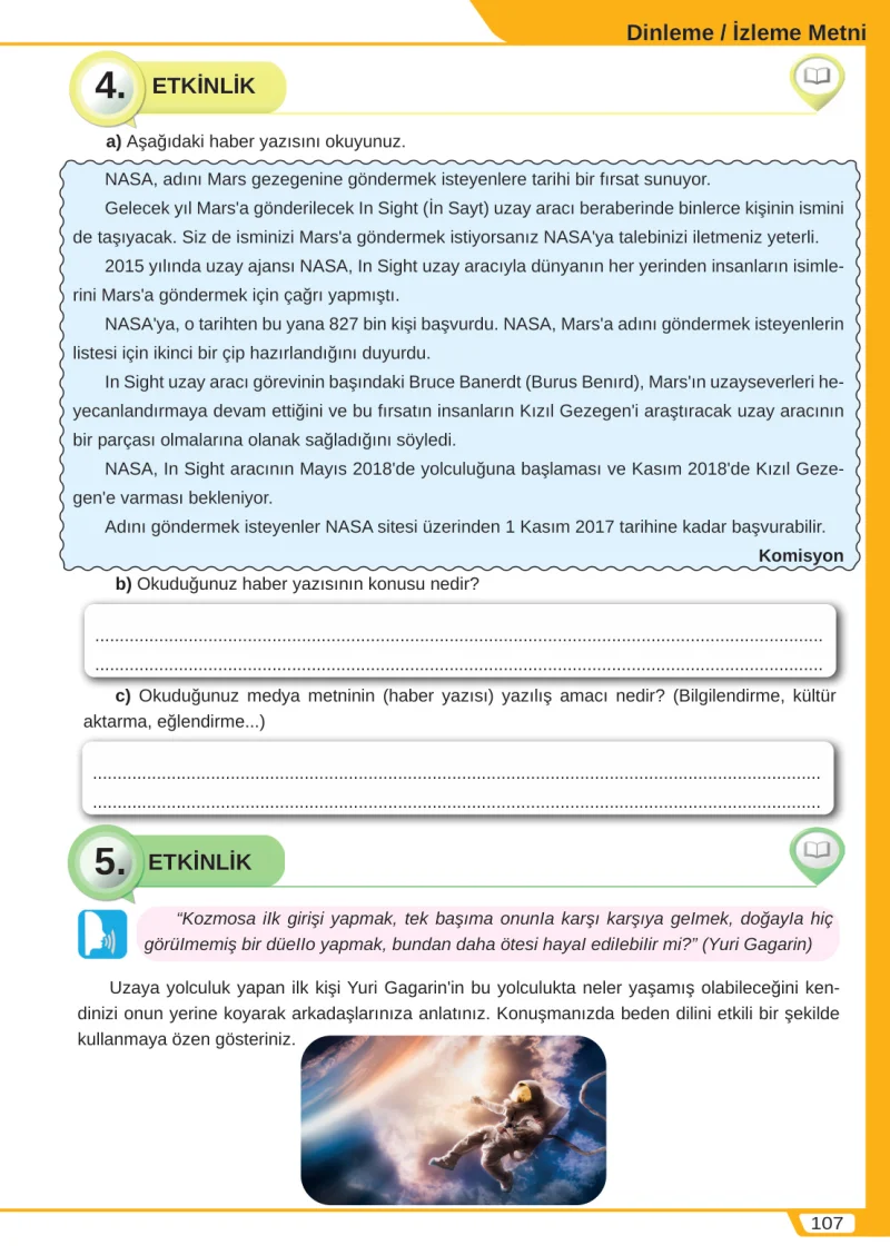8. Sınıf Türkçe Ders Kitabı Cevapları Meb Yayınları Sayfa 107