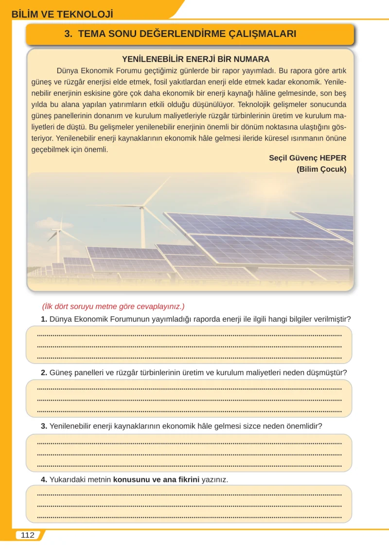 8. Sınıf Türkçe Ders Kitabı Cevapları Meb Yayınları Sayfa 112
