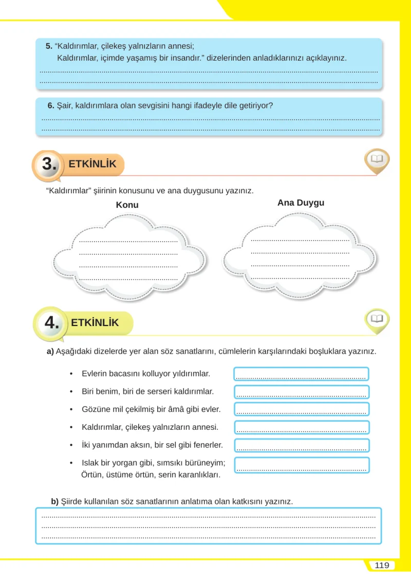 8. Sınıf Türkçe Ders Kitabı Cevapları Meb Yayınları Sayfa 119