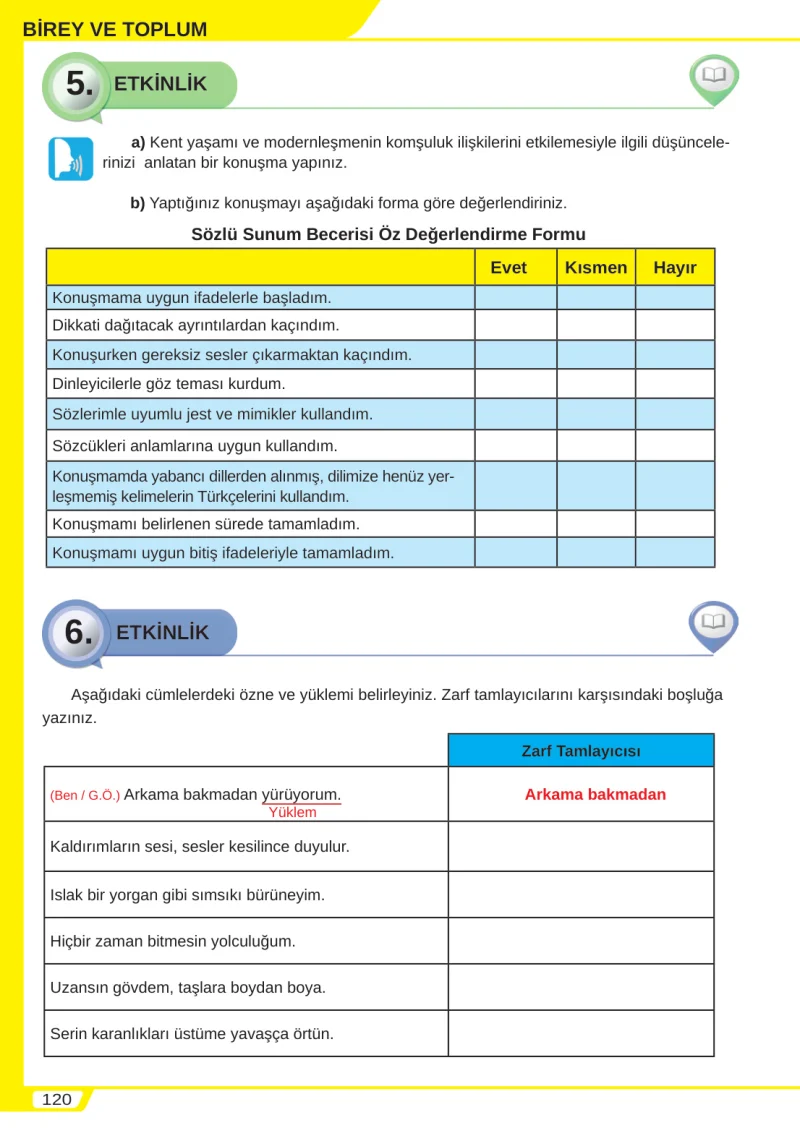 8. Sınıf Türkçe Ders Kitabı Cevapları Meb Yayınları Sayfa 120