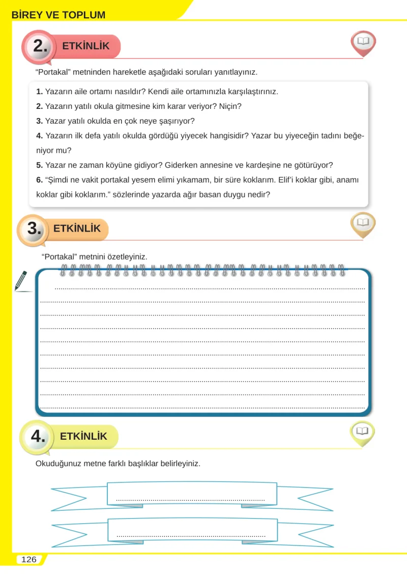 8. Sınıf Türkçe Ders Kitabı Cevapları Meb Yayınları Sayfa 126