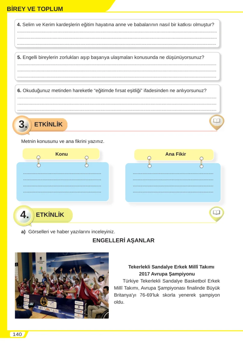 8. Sınıf Türkçe Ders Kitabı Cevapları Meb Yayınları Sayfa 140