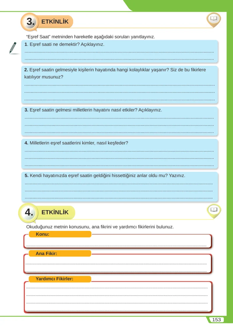 8. Sınıf Türkçe Ders Kitabı Cevapları Meb Yayınları Sayfa 153