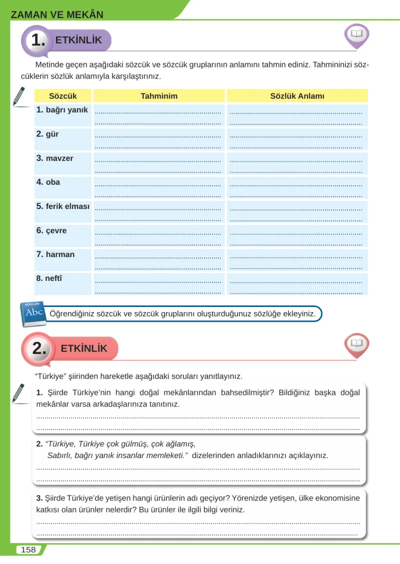 8. Sınıf Türkçe Ders Kitabı Cevapları Meb Yayınları Sayfa 158