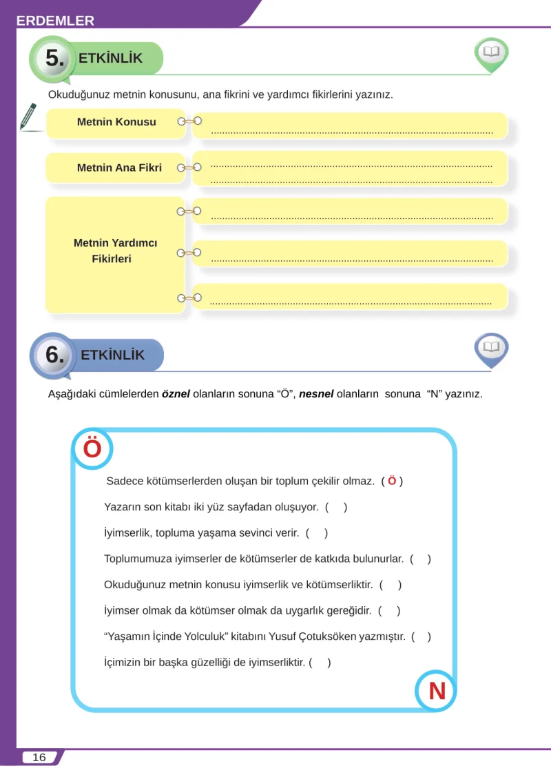 8. Sınıf Türkçe Ders Kitabı Cevapları Meb Yayınları Sayfa 16