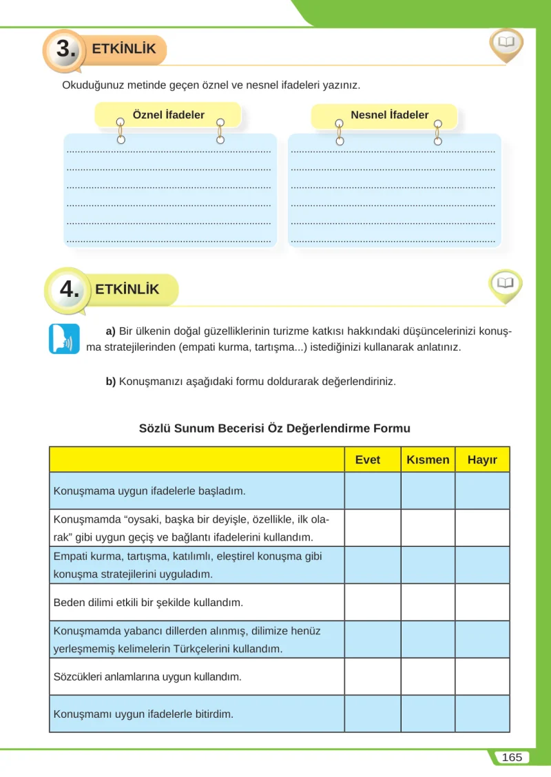 8. Sınıf Türkçe Ders Kitabı Cevapları Meb Yayınları Sayfa 165