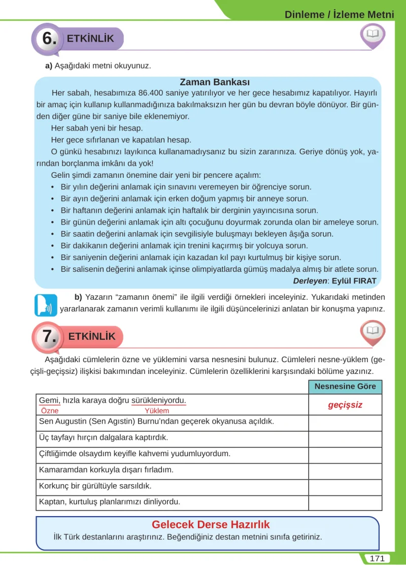 8. Sınıf Türkçe Ders Kitabı Cevapları Meb Yayınları Sayfa 171