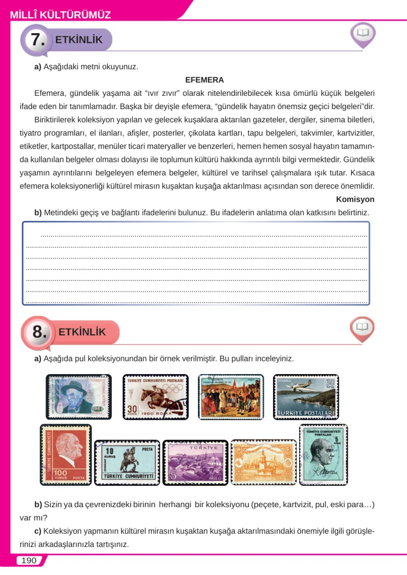 8. Sınıf Türkçe Ders Kitabı Cevapları Meb Yayınları Sayfa 190