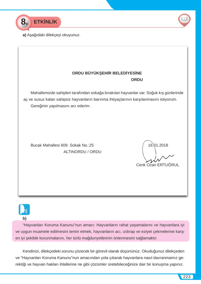 8. Sınıf Türkçe Ders Kitabı Cevapları Meb Yayınları Sayfa 223