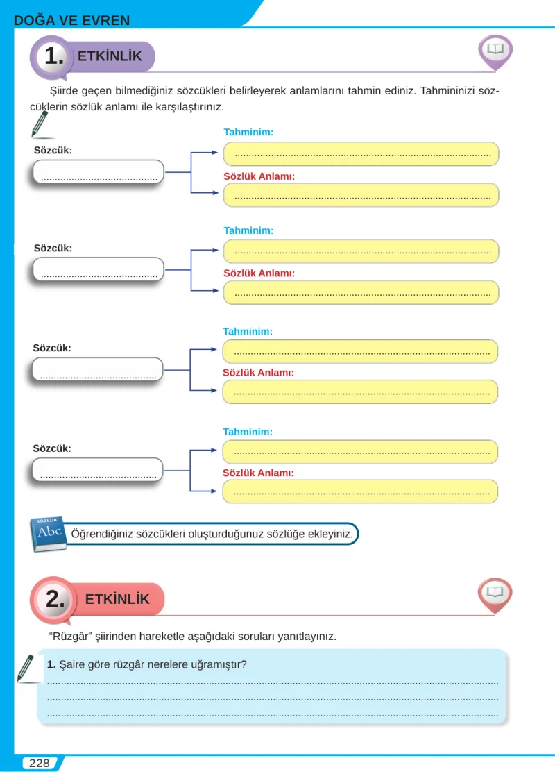 8. Sınıf Türkçe Ders Kitabı Cevapları Meb Yayınları Sayfa 228
