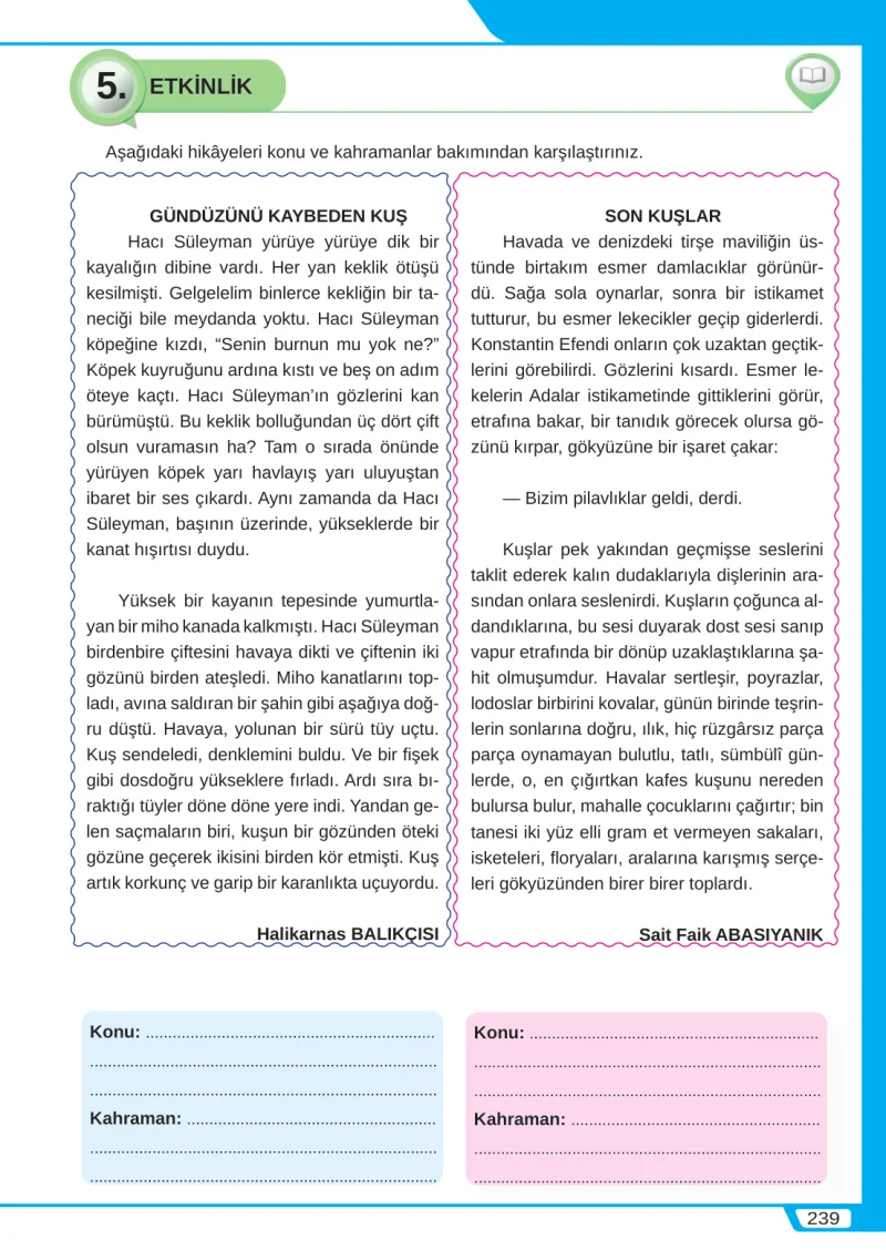 8. Sınıf Türkçe Ders Kitabı Cevapları Meb Yayınları Sayfa 239