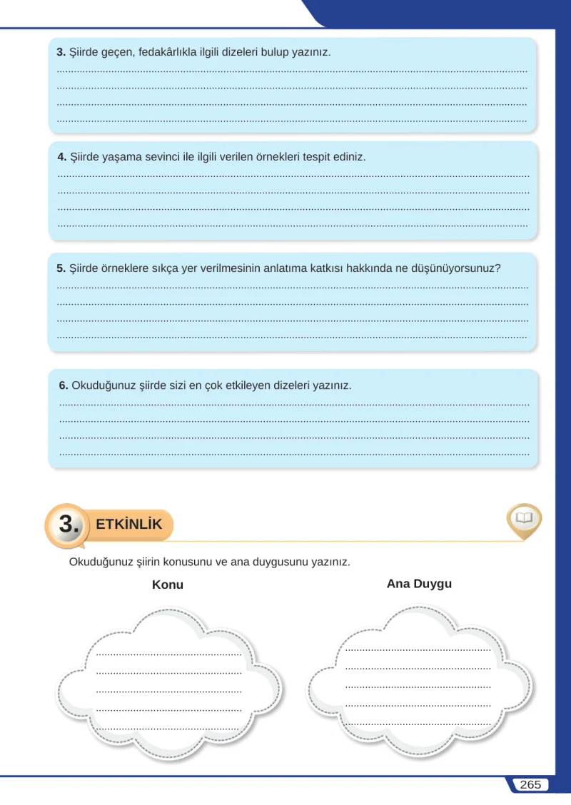 8. Sınıf Türkçe Ders Kitabı Cevapları Meb Yayınları Sayfa 265