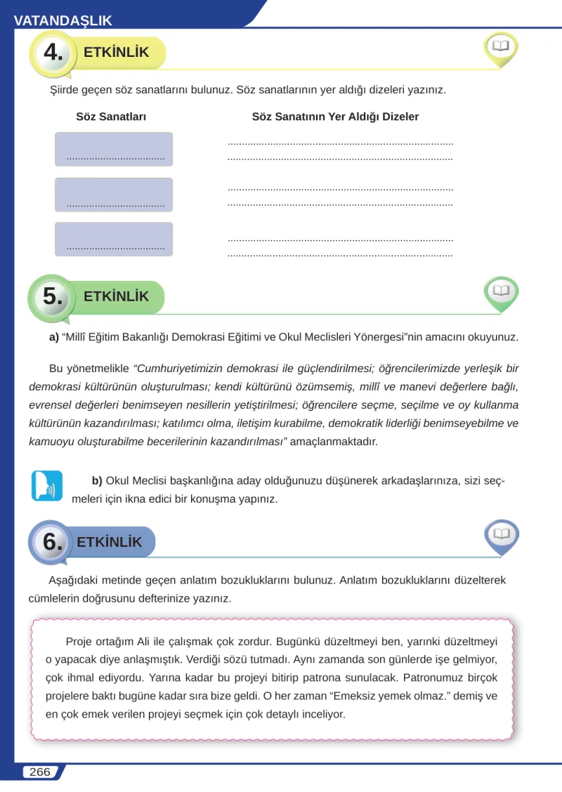 8. Sınıf Türkçe Ders Kitabı Cevapları Meb Yayınları Sayfa 266