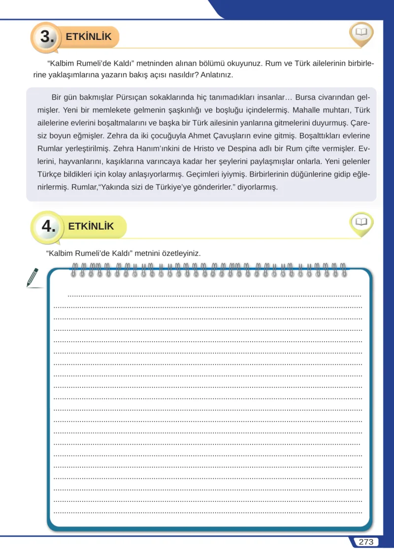 8. Sınıf Türkçe Ders Kitabı Cevapları Meb Yayınları Sayfa 273