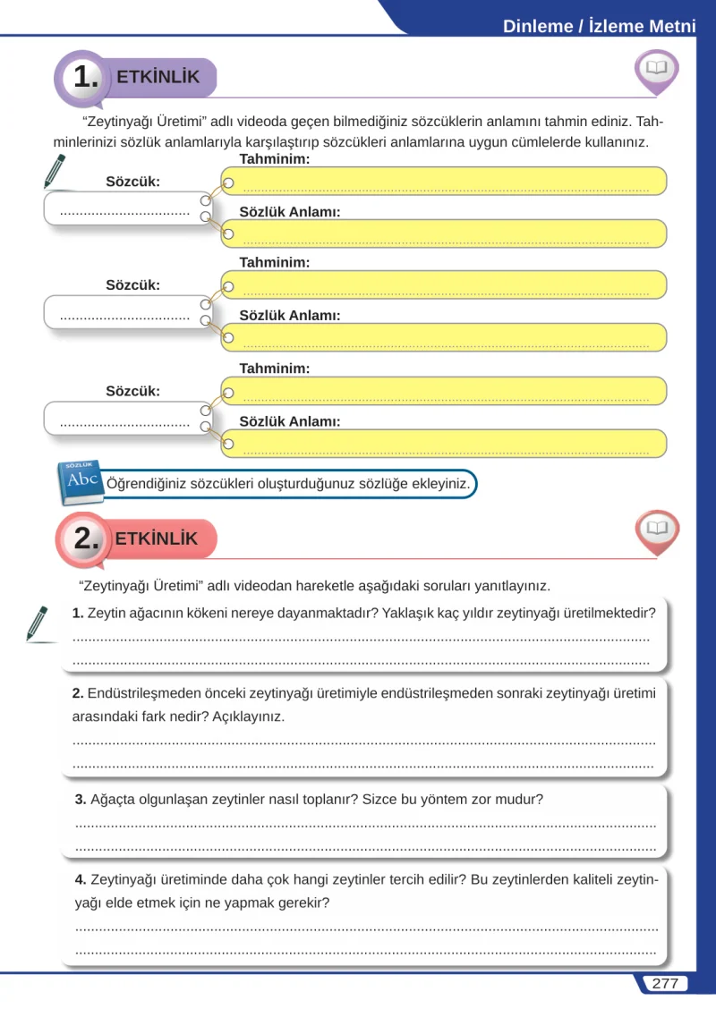8. Sınıf Türkçe Ders Kitabı Cevapları Meb Yayınları Sayfa 277
