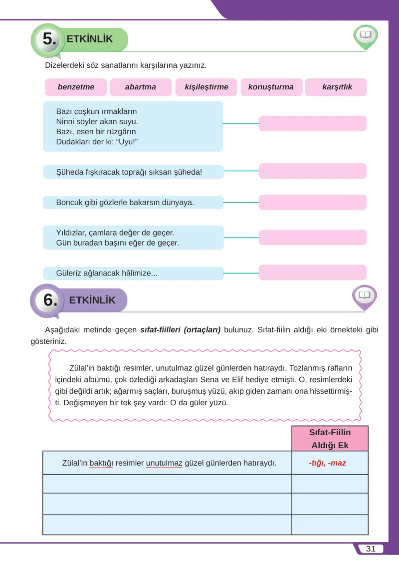 8. Sınıf Türkçe Ders Kitabı Cevapları Meb Yayınları Sayfa 31