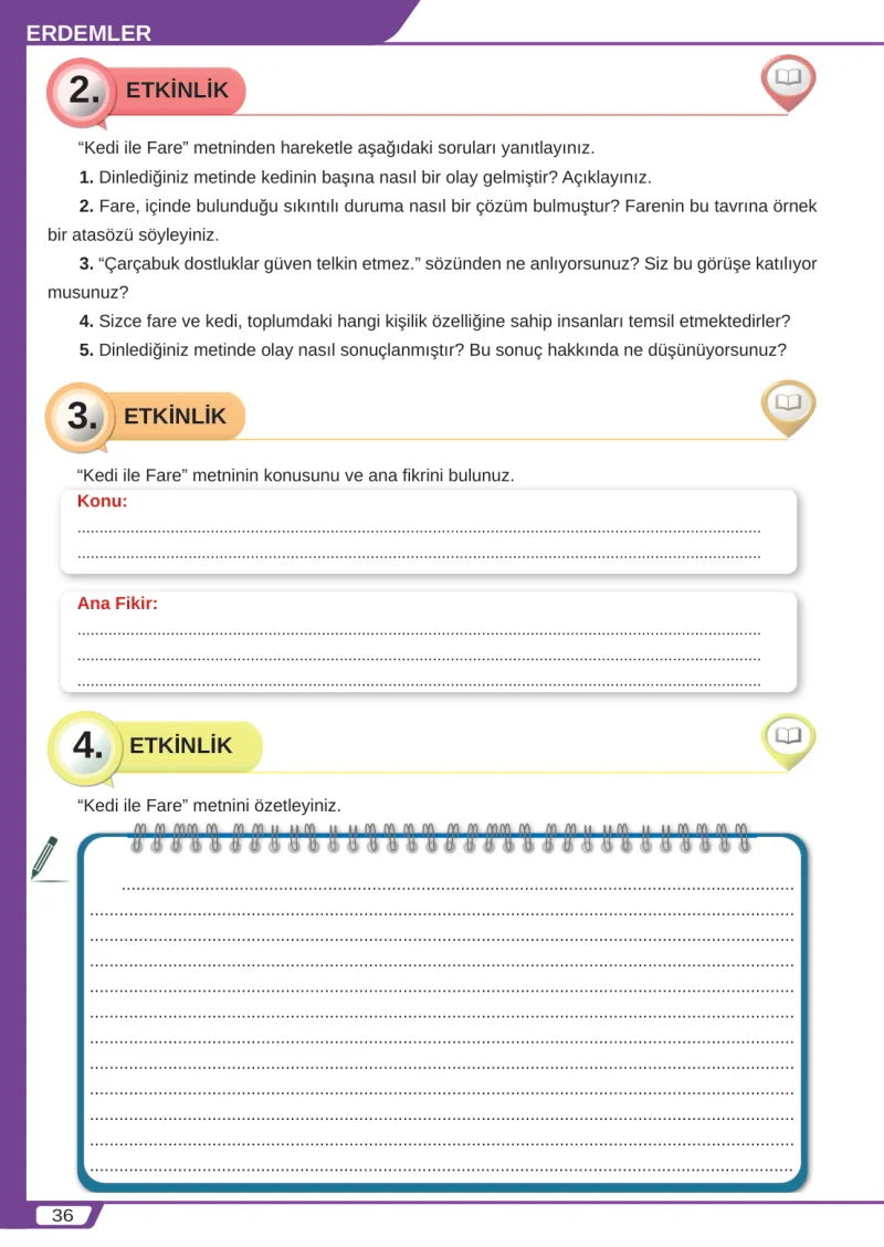 8. Sınıf Türkçe Ders Kitabı Cevapları Meb Yayınları Sayfa 36