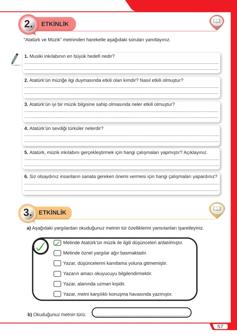 8. Sınıf Türkçe Ders Kitabı Cevapları Meb Yayınları Sayfa 57