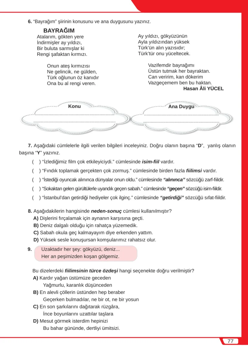 8. Sınıf Türkçe Ders Kitabı Cevapları Meb Yayınları Sayfa 77
