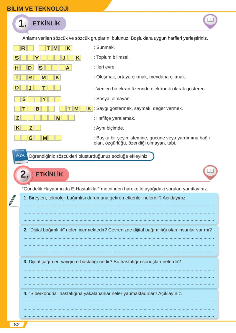 8. Sınıf Türkçe Ders Kitabı Cevapları Meb Yayınları Sayfa 82