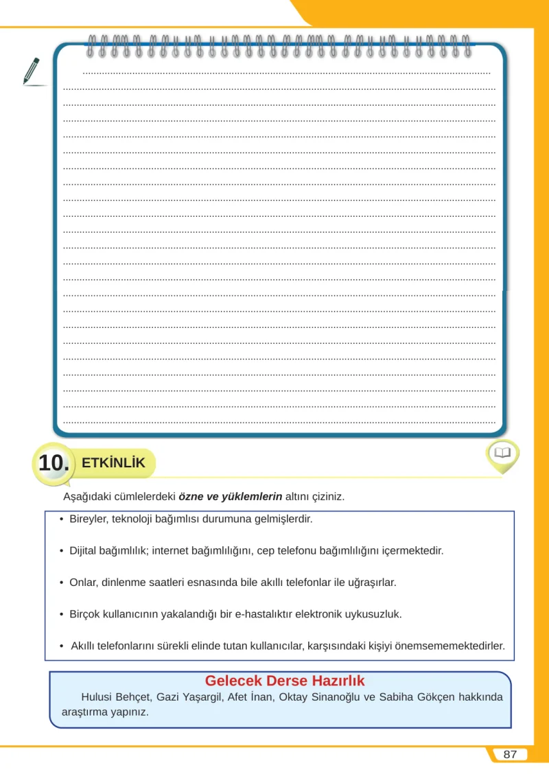 8. Sınıf Türkçe Ders Kitabı Cevapları Meb Yayınları Sayfa 87