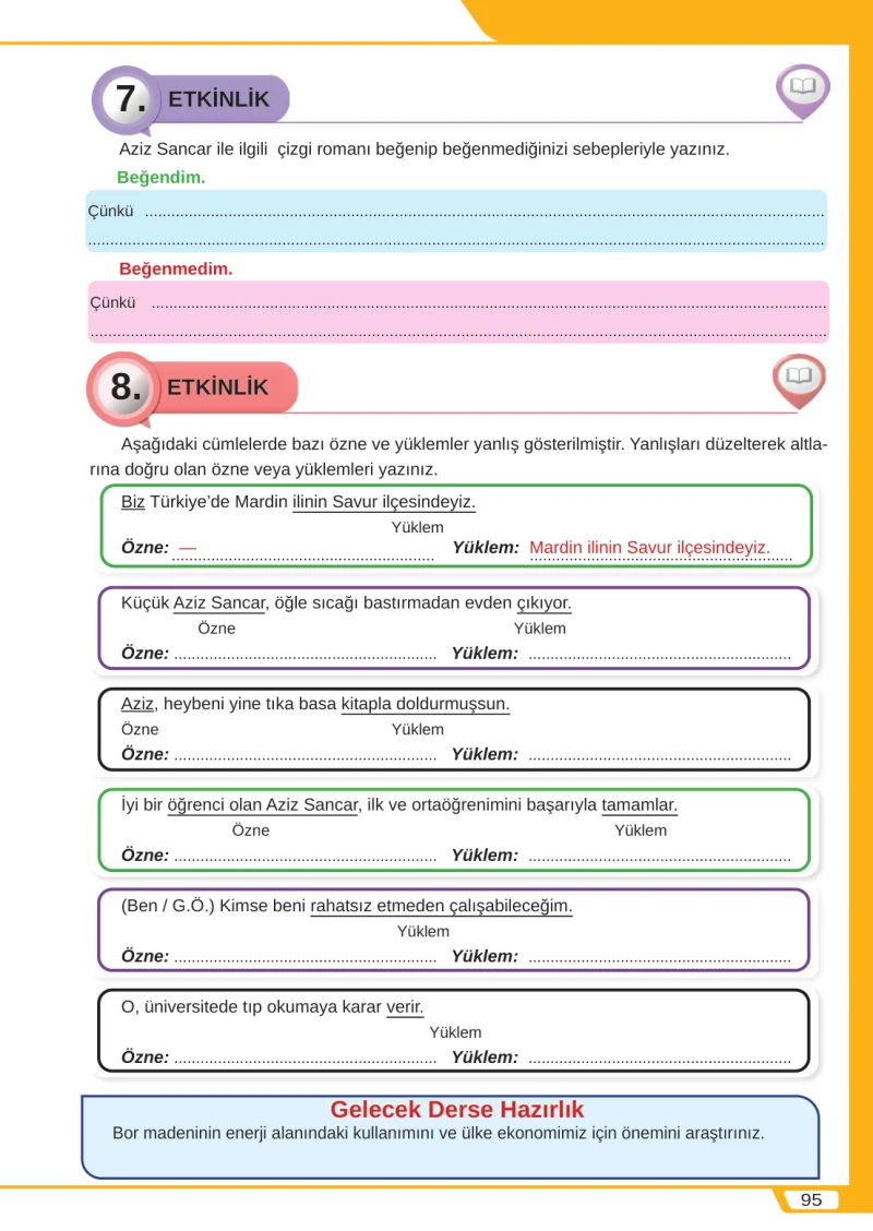 8. Sınıf Türkçe Ders Kitabı Cevapları Meb Yayınları Sayfa 95