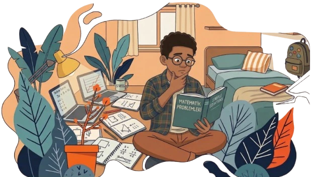 Ders kitabı, onaylı çözümler ve adım adım çözüm illüstrasyonu