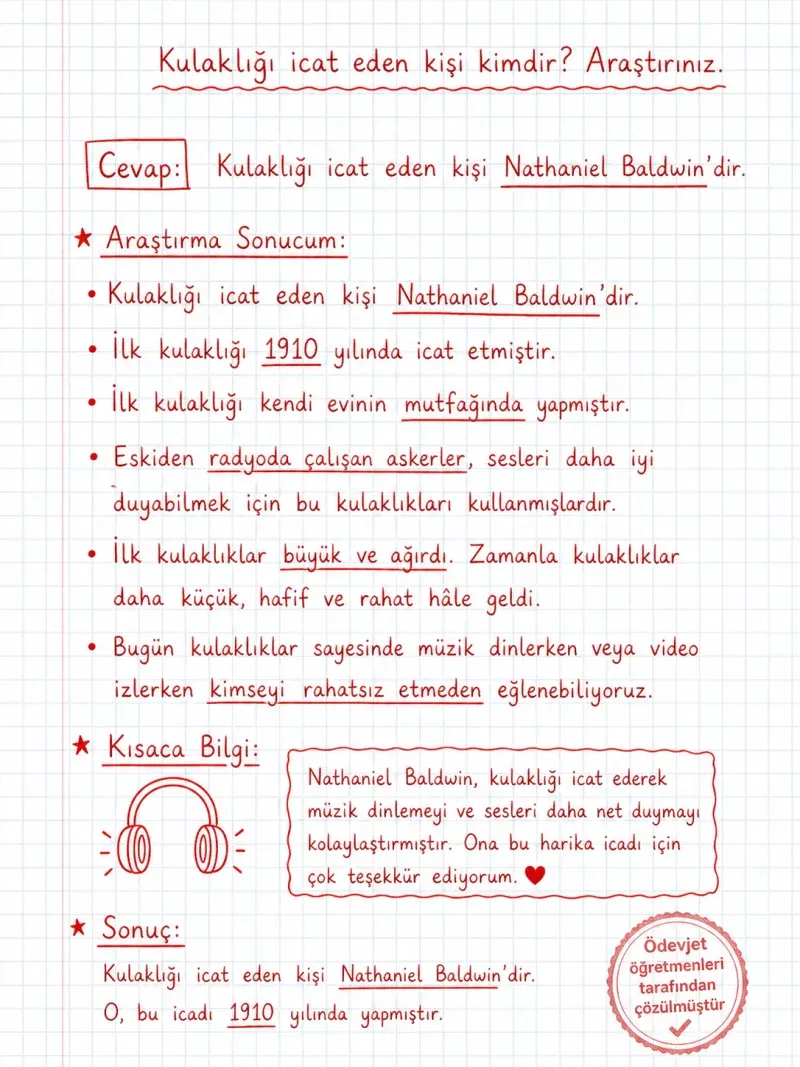 Kulaklığı icat eden kişi kimdir? Araştırınız — çözüm