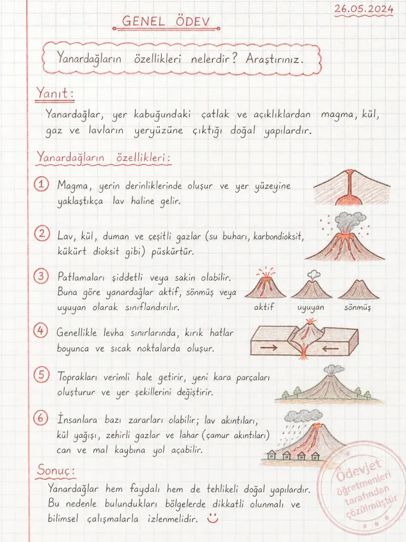 Yanardağların özellikleri nelerdir? Araştırınız — çözüm